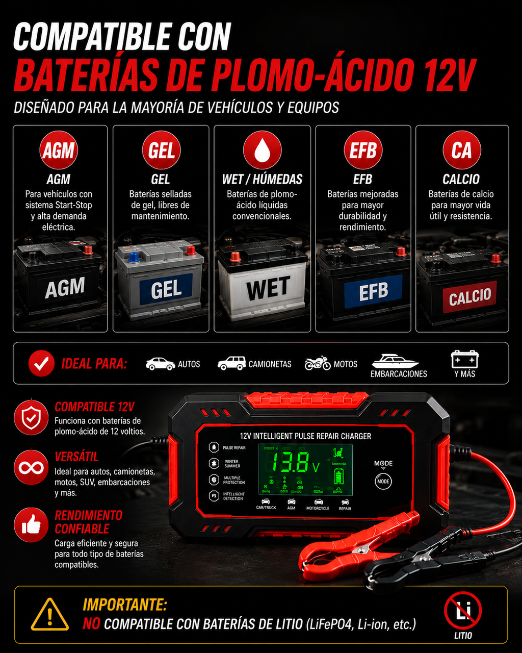 Cargador Reparador Inteligente de Baterías